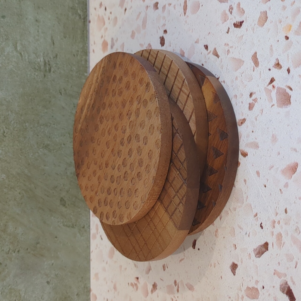 Thyme & Table | Wood Coaster Set Laser Cut Patterns | Set of 4